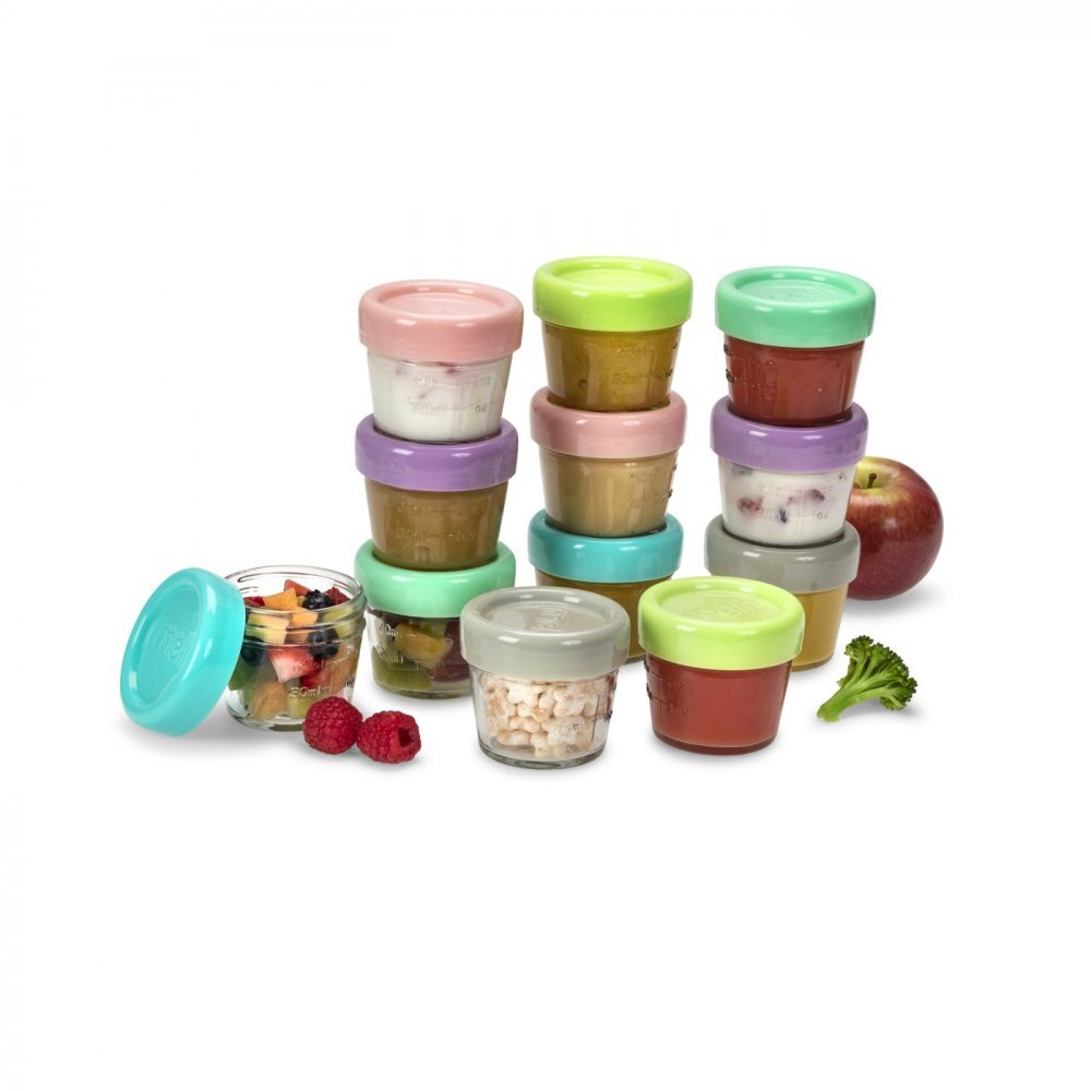 Melii Set 12 recipiente sticla pentru hrana bebe 118 ml