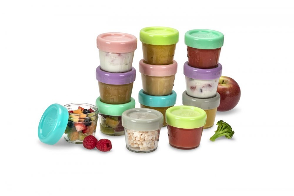 Melii Set 12 recipiente sticla pentru hrana bebe 118 ml