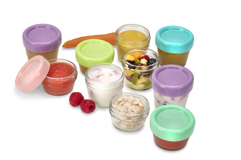 Melii Set 12 recipiente sticla pentru hrana bebe 6x59 ml + 6x118 ml