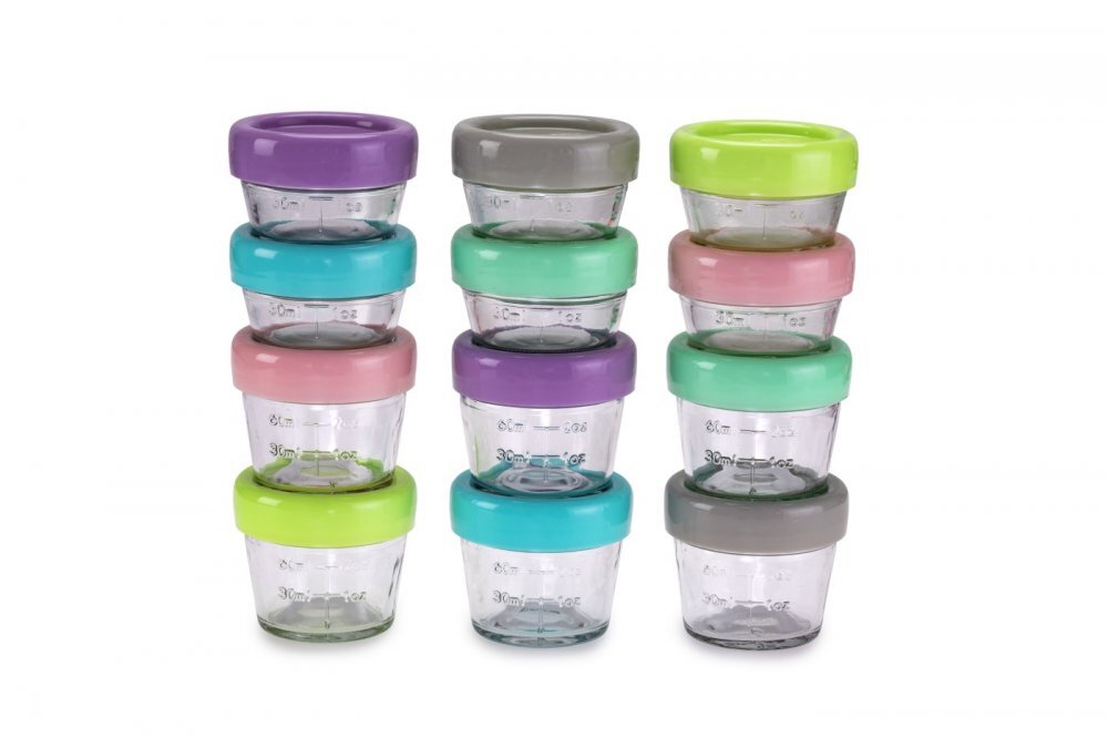 Melii Set 12 recipiente sticla pentru hrana bebe 6x59 ml + 6x118 ml