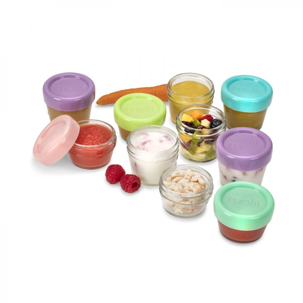 Melii Set 12 recipiente sticla pentru hrana bebe 6x59 ml + 6x118 ml