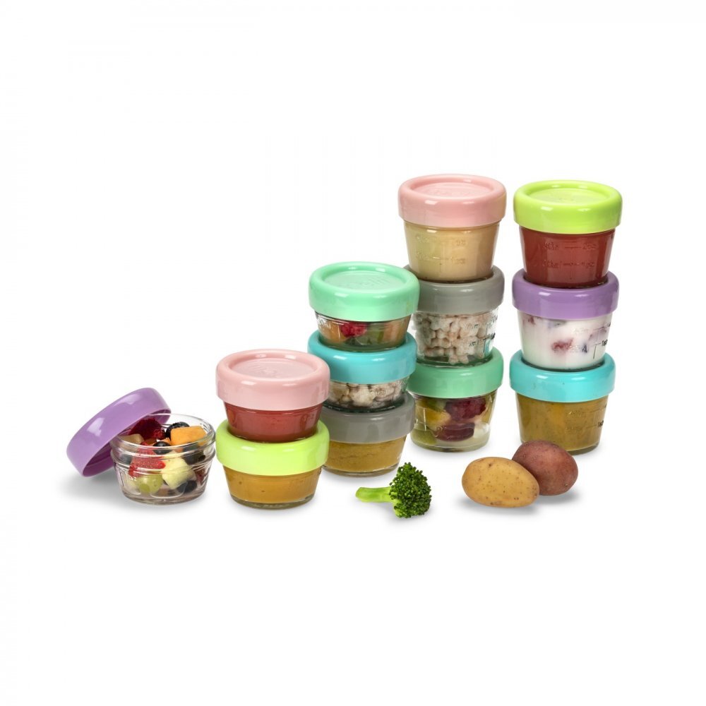 Melii Set 12 recipiente sticla pentru hrana bebe 6x59 ml + 6x118 ml