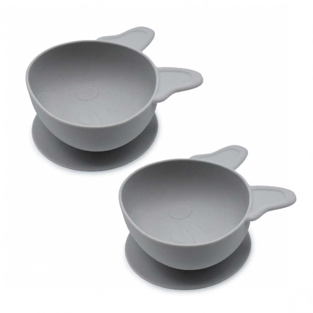 Melii Set 2 castronele cu ventuza din silicon model bulldog