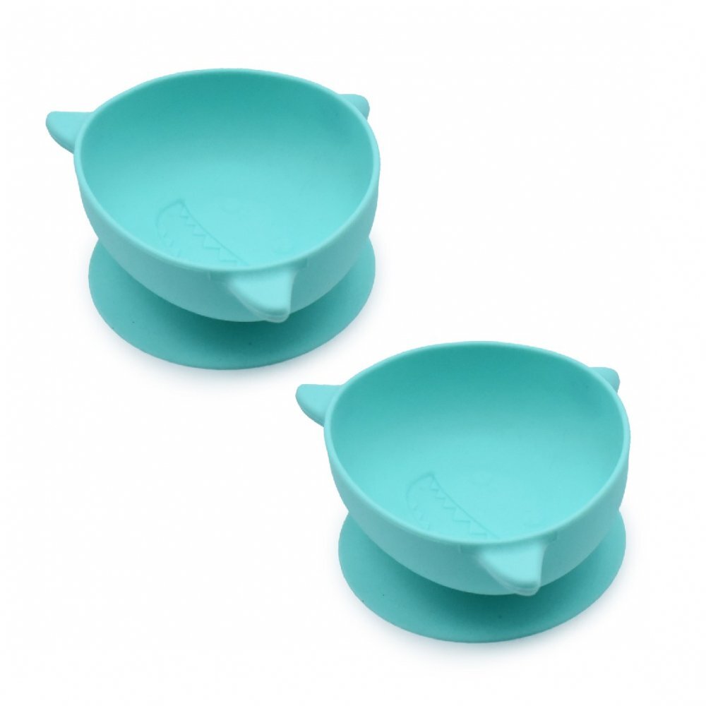 Melii Set 2 castronele cu ventuza din silicon model rechin