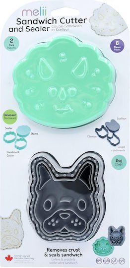 Melii Set 3 in 1 forme pentru sandwich dinozaur si bulldog