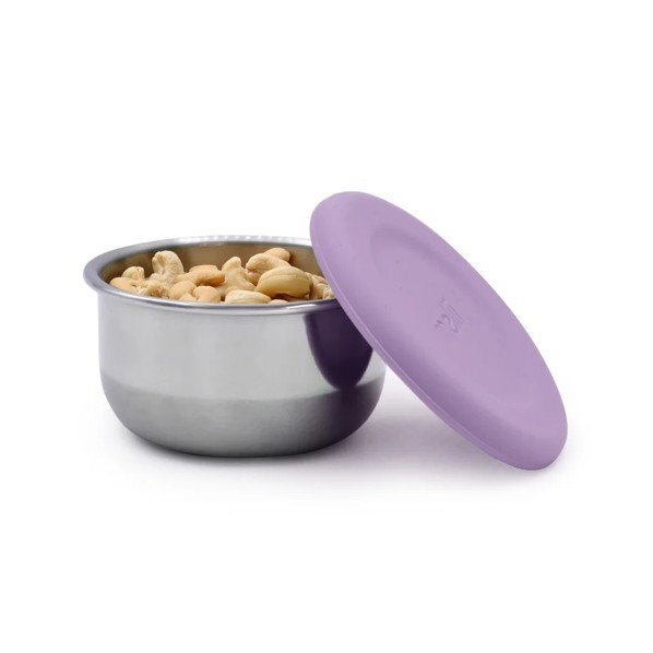 Melii Set 3 recipiente mini roz mov gri din inox cu capac silicon