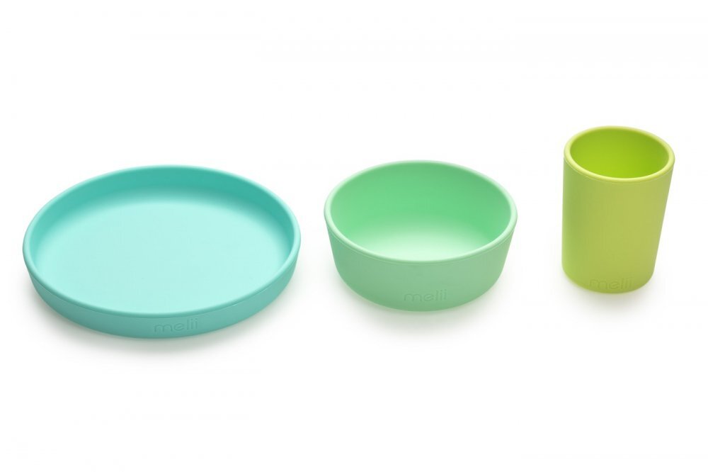 Melii Set 3 recipiente silicon hrana bebe bluelimemint