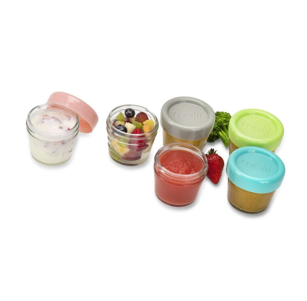 Melii Set 6 recipiente sticla pentru hrana bebe 118 ml