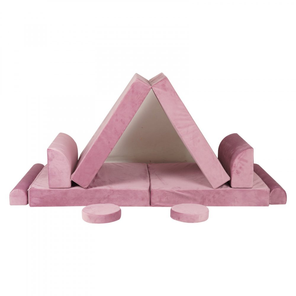 MeowBaby® Canapea playset modular Premium Velvet spuma roz