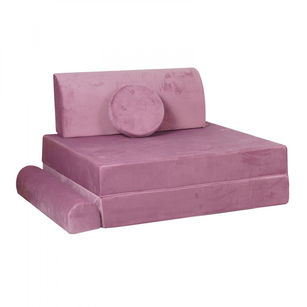 MeowBaby® Canapea playset modular Premium Velvet spuma roz