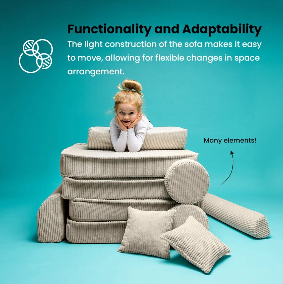 MeowBaby® Canapea Premium Aesthetic Playset Modular spuma maro