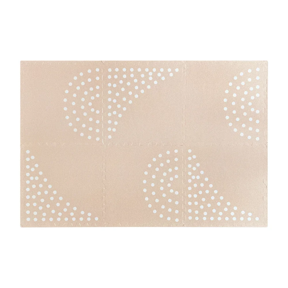MeowBaby® Covor tip puzzle din spuma MeowBaby Bej 6 piese impermeabil termoizolant CE EN71 180 x 60 cm