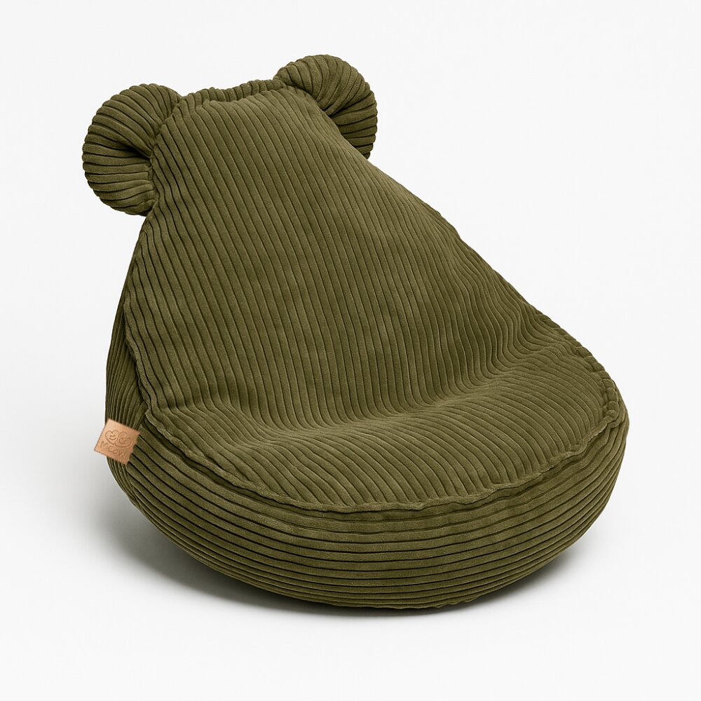 MeowBaby® Fotoliu puf pentru copii MeowBaby aesthetic Sako Teddy khaki