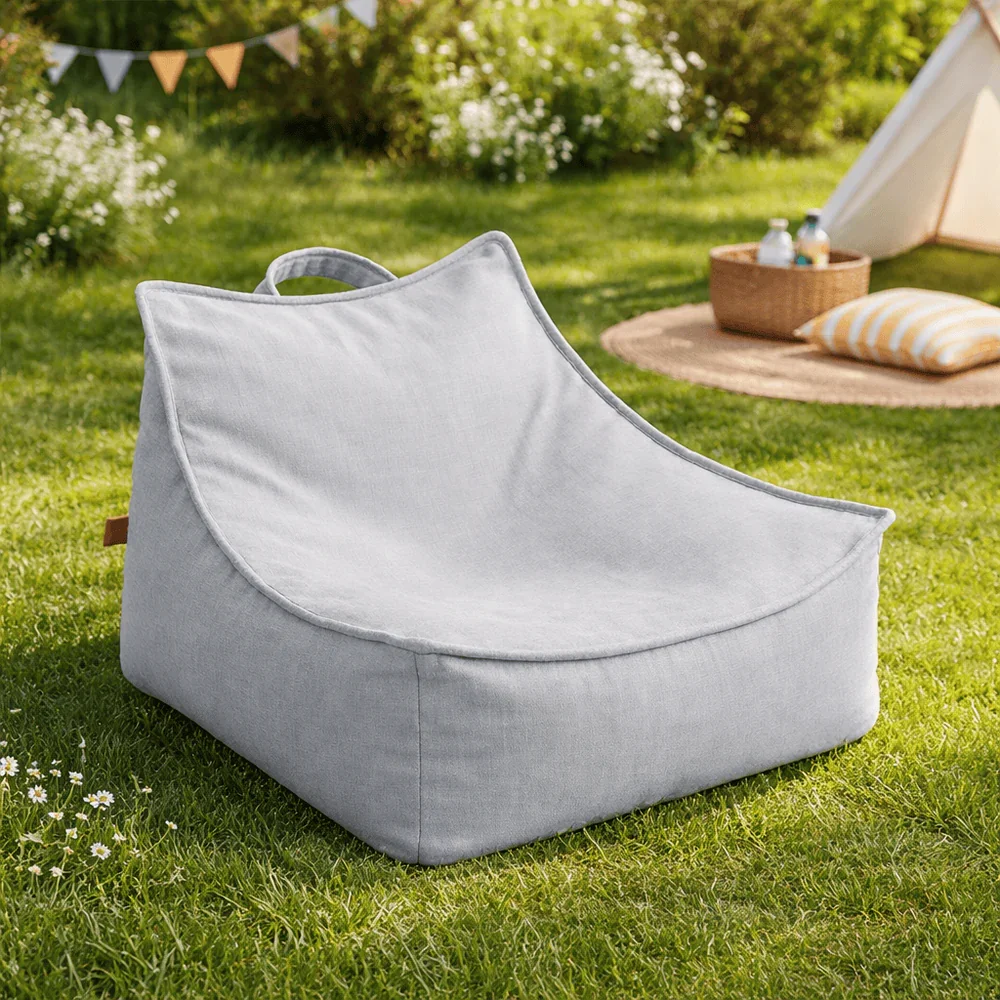 MeowBaby® Fotoliu tip puf Premium MeowBaby Outzy Sako Bag Feather Fog Gray Bean bag