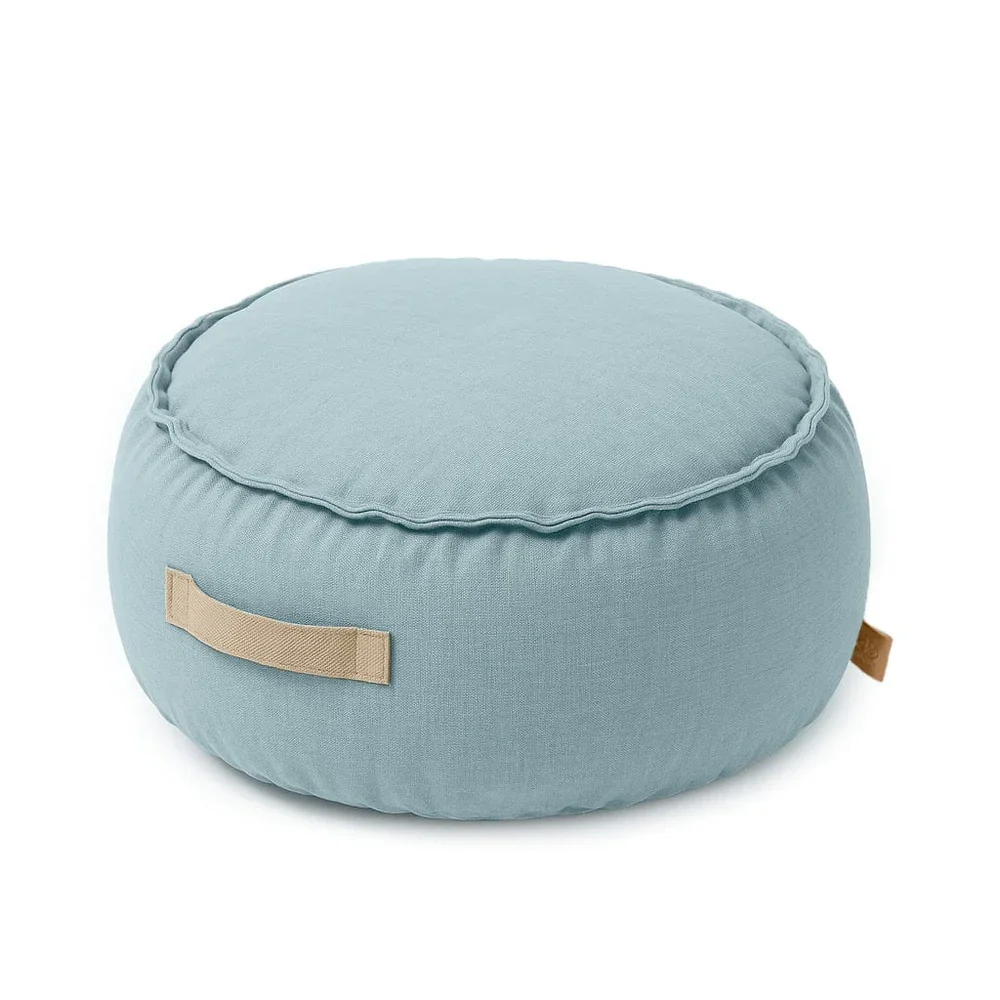 MeowBaby® Fotoliu tip puf rotund Premium MeowBaby Outzy Cloudberry Sky Blue Bean bag