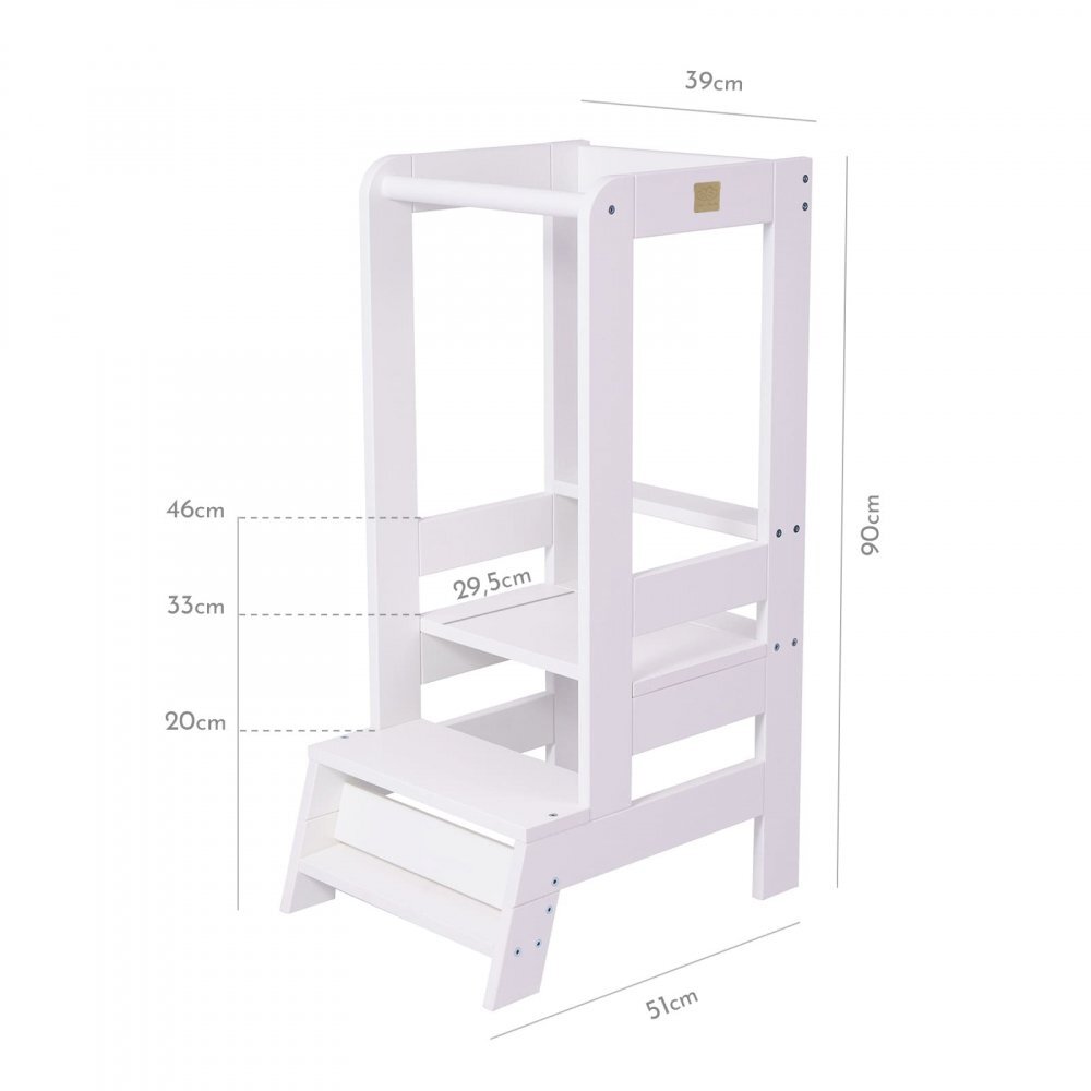 MeowBaby® Inaltator Learning Tower ajustabil ajutor de bucatarie MeowBaby lemn alb