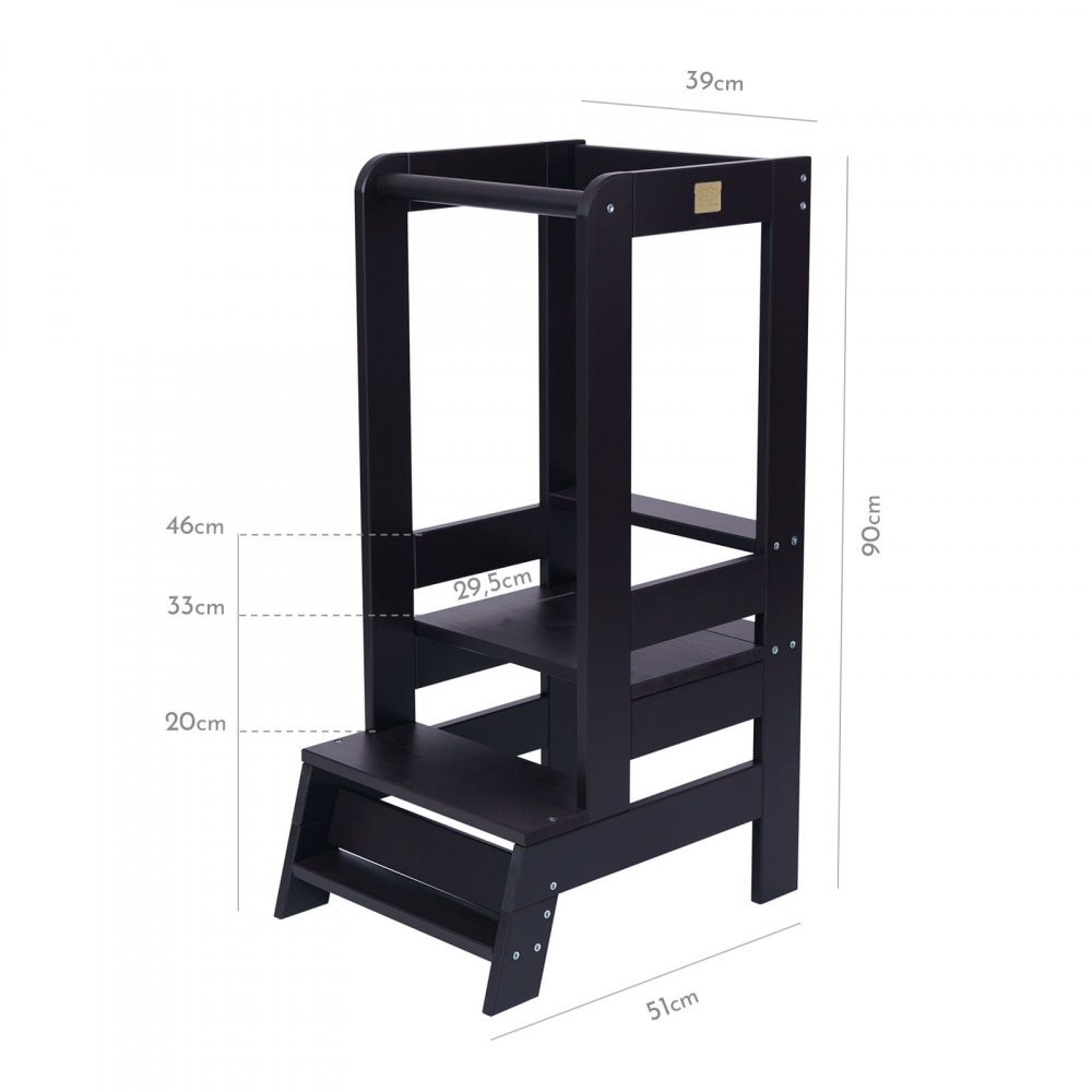MeowBaby® Inaltator Learning Tower ajustabil ajutor de bucatarie MeowBaby lemn Negru