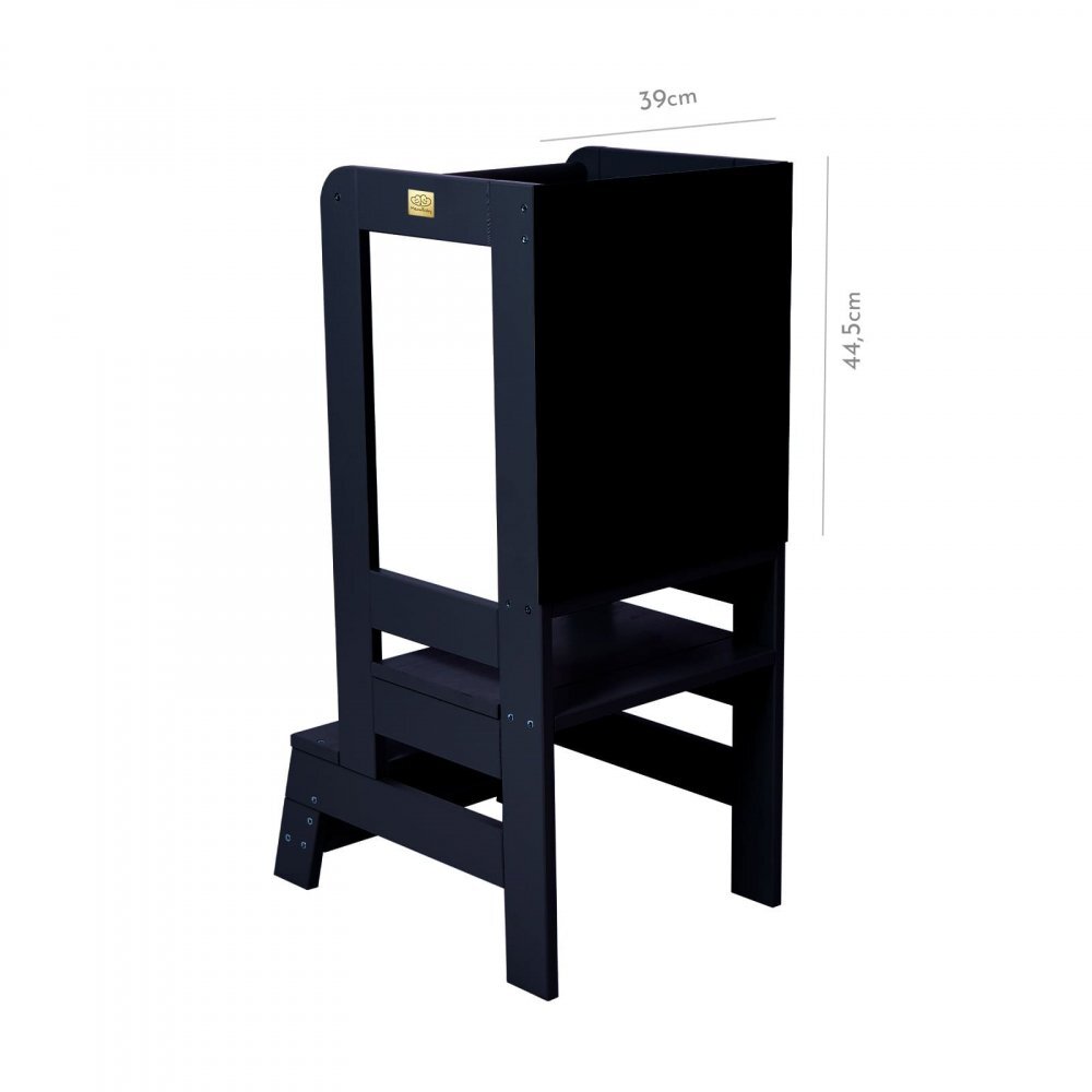 MeowBaby® Inaltator Learning Tower ajustabil cu tabla de scris ajutor de bucatarie MeowBaby lemn Negru