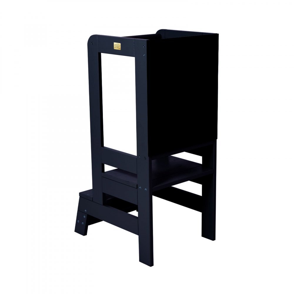 MeowBaby® Inaltator Learning Tower ajustabil cu tabla de scris ajutor de bucatarie MeowBaby lemn Negru