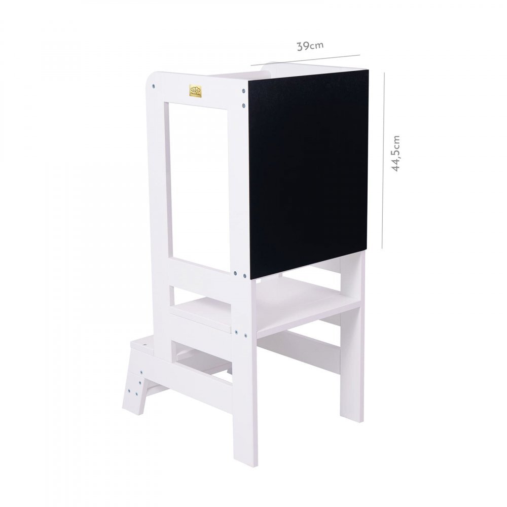 MeowBaby® Inaltator Learning Tower cu tabla de scris MeowBaby lemn Alb