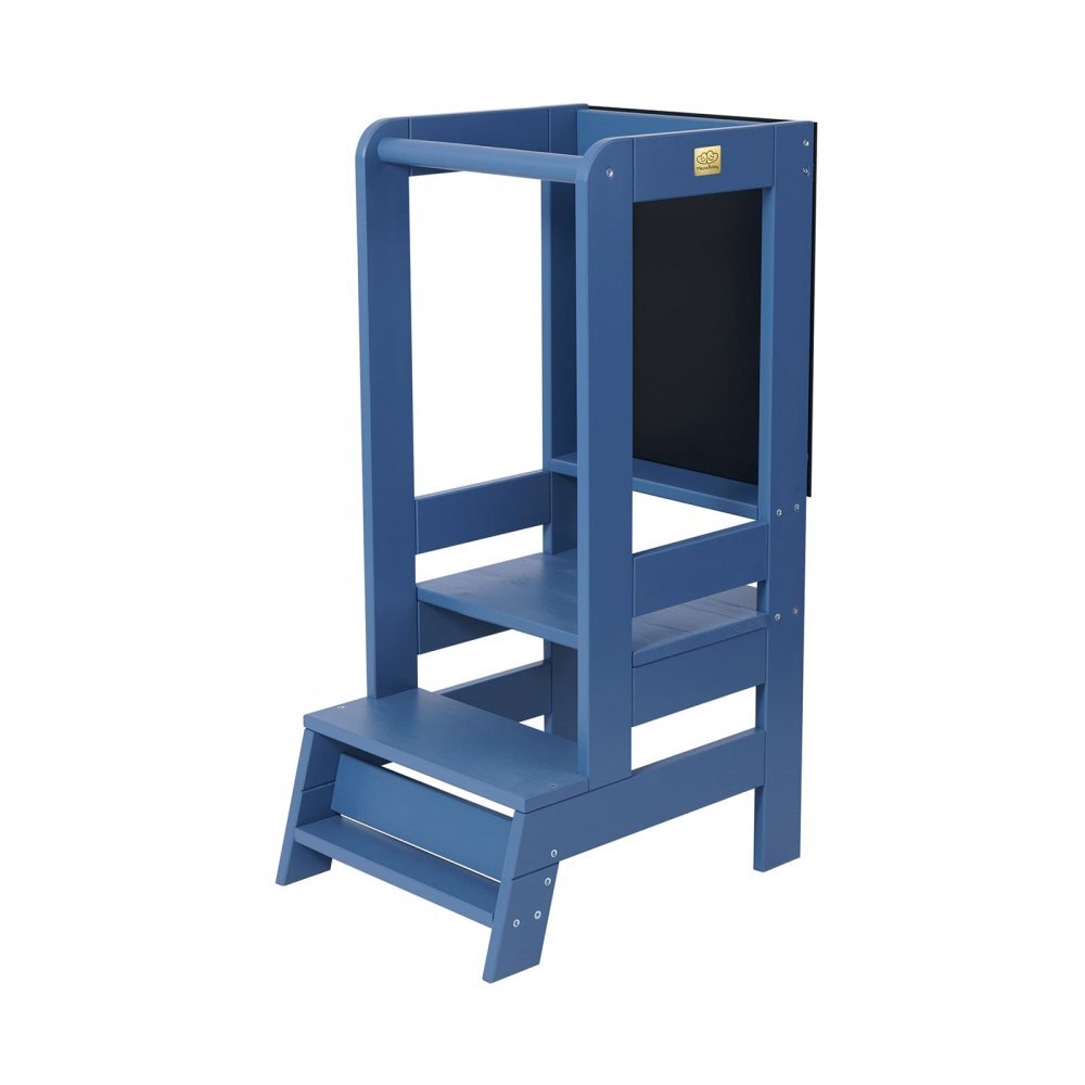 MeowBaby® Inaltator Learning Tower cu tabla de scris MeowBaby lemn Albastru inchis