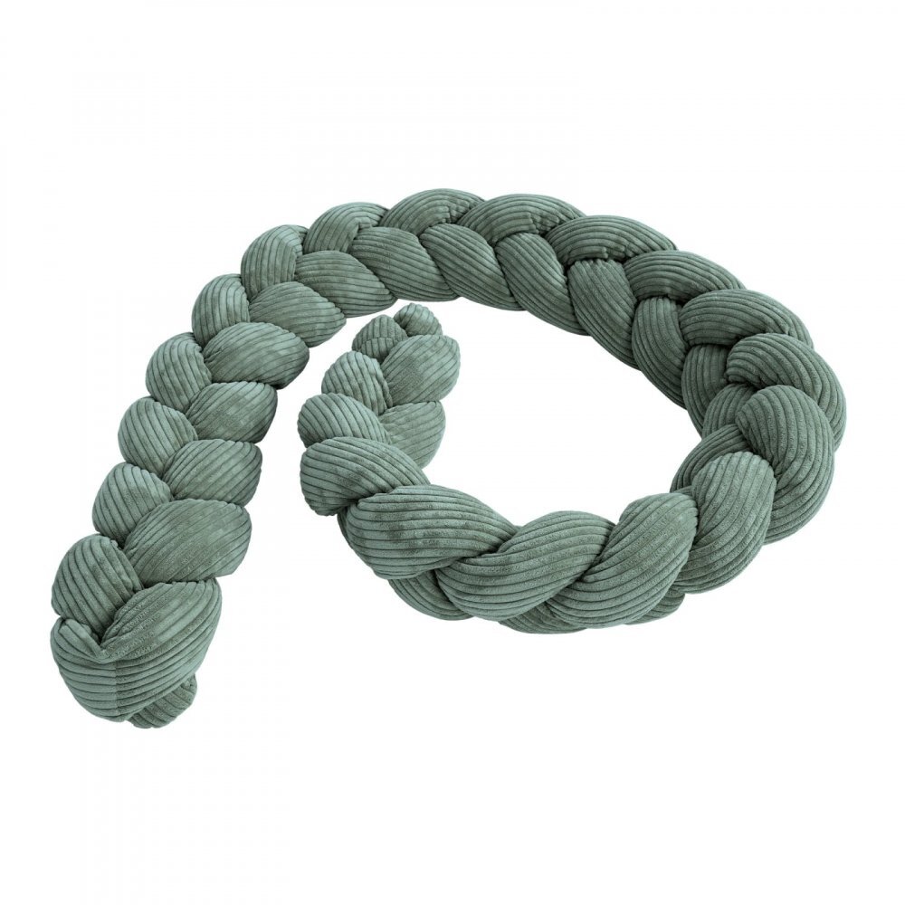 MeowBaby® Protectie laterala pentru patut MeowBaby bumper impletit Aesthetic Olive green 200 cm