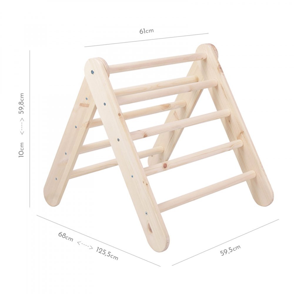 MeowBaby® Scara din lemn pentru copii Triunghi de catarare tip Pikler Montessori Natural