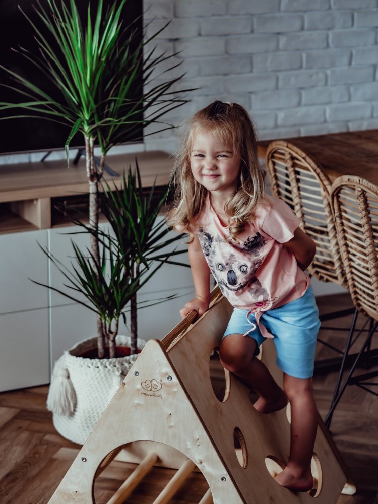 MeowBaby® Triunghi Pikler MeowBaby Scara catarare Montessori naturala