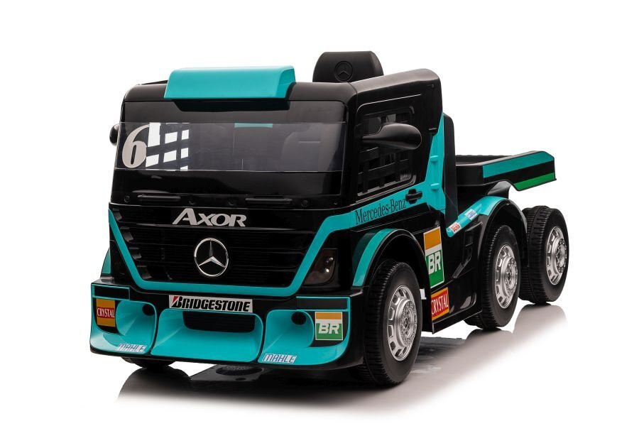 MERCEDES-BENZ Camion electric pentru copii Mercedes XMX622B Blue cu telecomanda 2.4G doua motoare de 45W baterie dubla de 12V7Ah afisaj LCD MP4 conectivitate Bluetooth port MP3 si USB dimensiune 143 x 72 x 67 cm