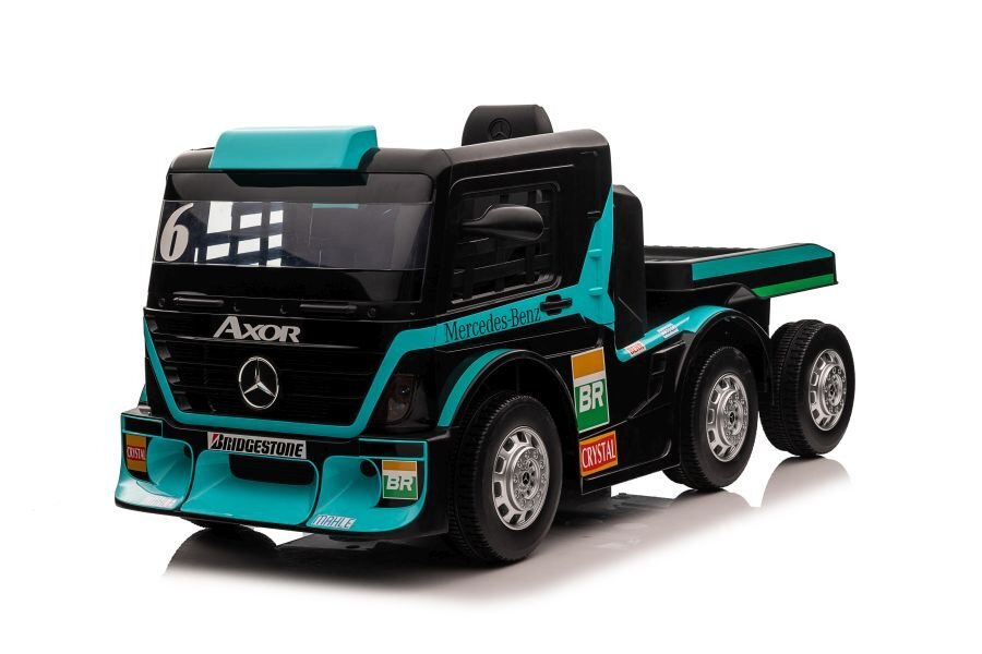 MERCEDES-BENZ Camion electric pentru copii Mercedes XMX622B Blue cu telecomanda 2.4G doua motoare de 45W baterie dubla de 12V7Ah afisaj LCD MP4 conectivitate Bluetooth port MP3 si USB dimensiune 143 x 72 x 67 cm