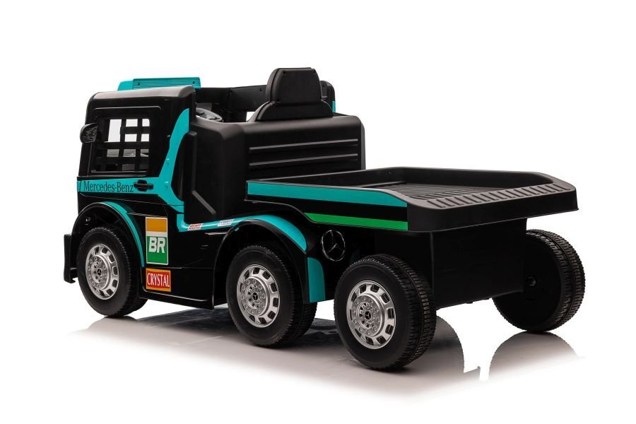 MERCEDES-BENZ Camion electric pentru copii Mercedes XMX622B Blue cu telecomanda 2.4G doua motoare de 45W baterie dubla de 12V7Ah afisaj LCD MP4 conectivitate Bluetooth port MP3 si USB dimensiune 143 x 72 x 67 cm