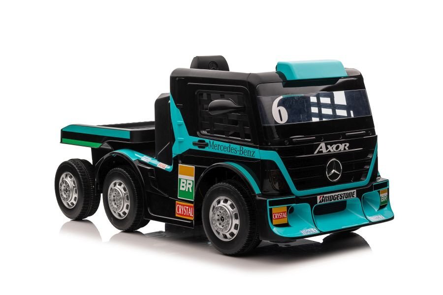 MERCEDES-BENZ Camion electric pentru copii Mercedes XMX622B Blue cu telecomanda 2.4G doua motoare de 45W baterie dubla de 12V7Ah afisaj LCD MP4 conectivitate Bluetooth port MP3 si USB dimensiune 143 x 72 x 67 cm