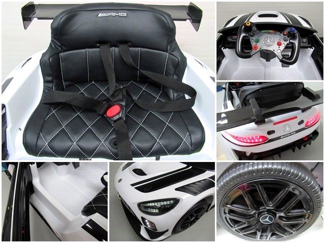 MERCEDES-BENZ Masinuta electrica cu telecomanda pentru copii Mercedes GT3 Evo Alb 114x69x45 cm varsta 1-5 ani roti Eva scaun din piele Eco putere 90W