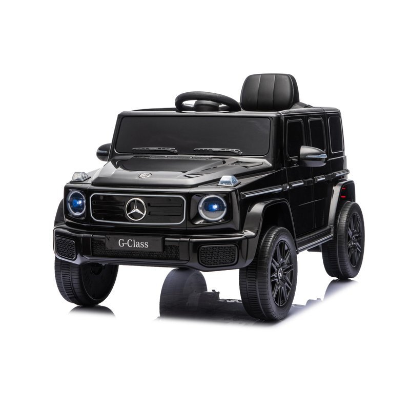 MERCEDES-BENZ Masinuta electrica pentru copii cu licenta G580 Black 12V4.5Ah scaun din piele faruri LED muzica suspensii portiere inalte cu deschidere centura de siguranta cod QR montaj