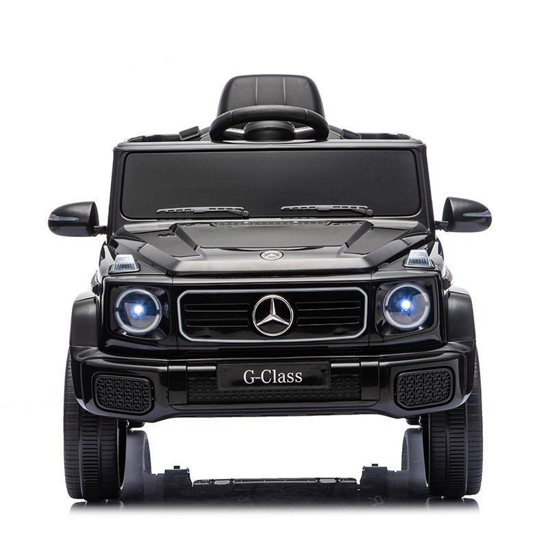 MERCEDES-BENZ Masinuta electrica pentru copii cu licenta G580 Black 12V4.5Ah scaun din piele faruri LED muzica suspensii portiere inalte cu deschidere centura de siguranta cod QR montaj