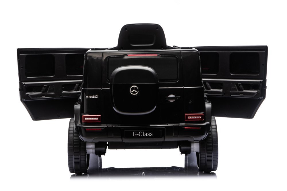 MERCEDES-BENZ Masinuta electrica pentru copii cu licenta G580 Black 12V4.5Ah scaun din piele faruri LED muzica suspensii portiere inalte cu deschidere centura de siguranta cod QR montaj