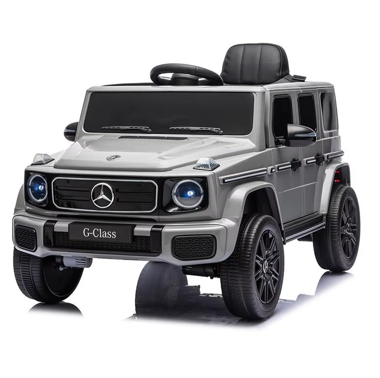 MERCEDES-BENZ Masinuta electrica pentru copii cu licenta G580 Cool Grey 12V4.5Ah scaun din piele faruri LED muzica suspensii portiere inalte cu deschidere centura de siguranta cod QR montaj