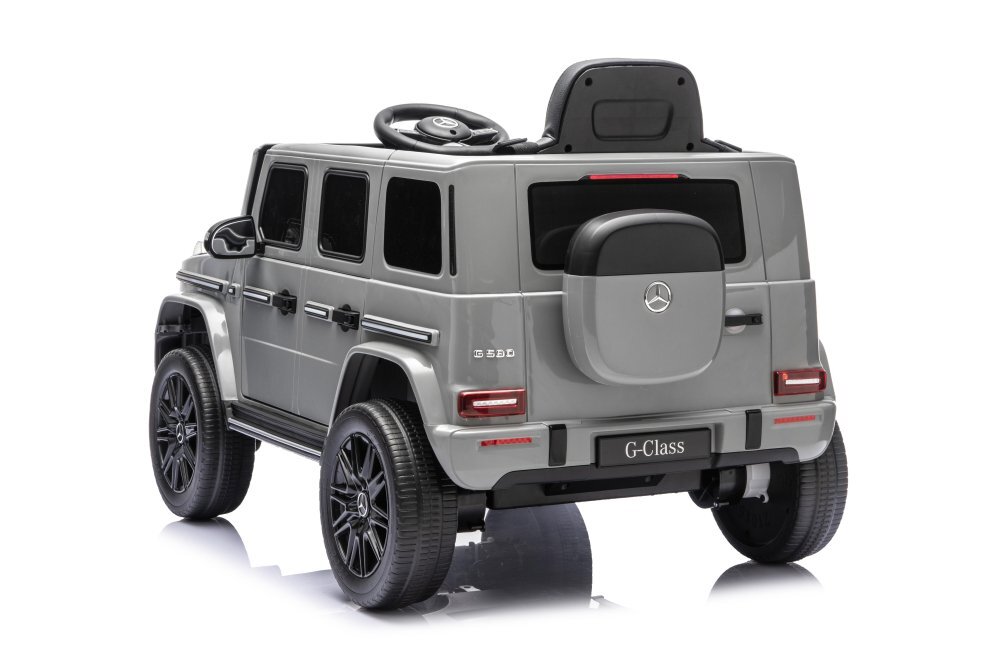 MERCEDES-BENZ Masinuta electrica pentru copii cu licenta G580 Cool Grey 12V4.5Ah scaun din piele faruri LED muzica suspensii portiere inalte cu deschidere centura de siguranta cod QR montaj
