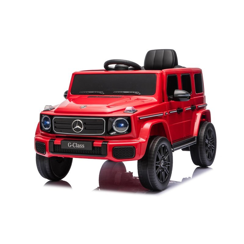 MERCEDES-BENZ Masinuta electrica pentru copii cu licenta G580 Red 12V4.5Ah scaun din piele faruri LED muzica suspensii portiere inalte cu deschidere centura de siguranta cod QR montaj