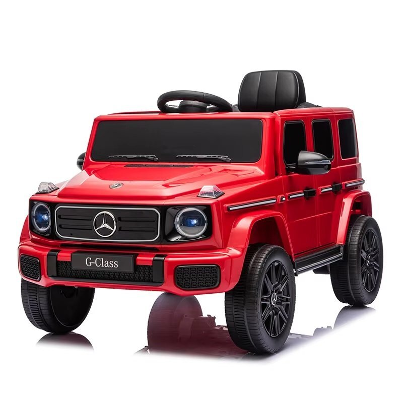 MERCEDES-BENZ Masinuta electrica pentru copii cu licenta G580 Red 12V4.5Ah scaun din piele faruri LED muzica suspensii portiere inalte cu deschidere centura de siguranta cod QR montaj