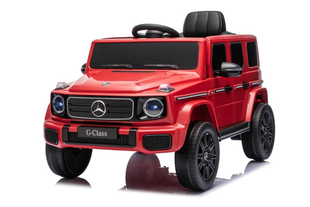 MERCEDES-BENZ Masinuta electrica pentru copii cu licenta G580 Red 12V4.5Ah scaun din piele faruri LED muzica suspensii portiere inalte cu deschidere centura de siguranta cod QR montaj
