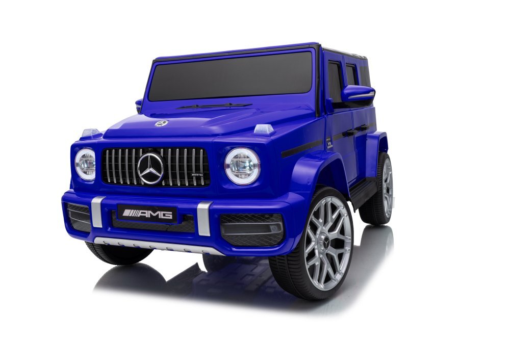 MERCEDES-BENZ Masinuta electrica pentru copii cu licenta G63 Albastru telecomanda 2.4G scaun din piele lumini LED oglinzi retrovizoare muzica usi inalte cu deschidere suspensii centura de siguranta