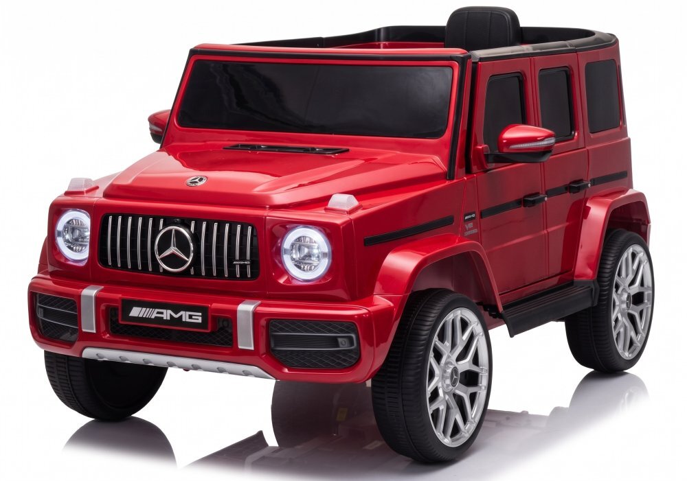 MERCEDES-BENZ Masinuta electrica pentru copii cu licenta G63 Rosu telecomanda 2.4G scaun din piele lumini LED oglinzi retrovizoare muzica usi inalte cu deschidere suspensii centura de siguranta