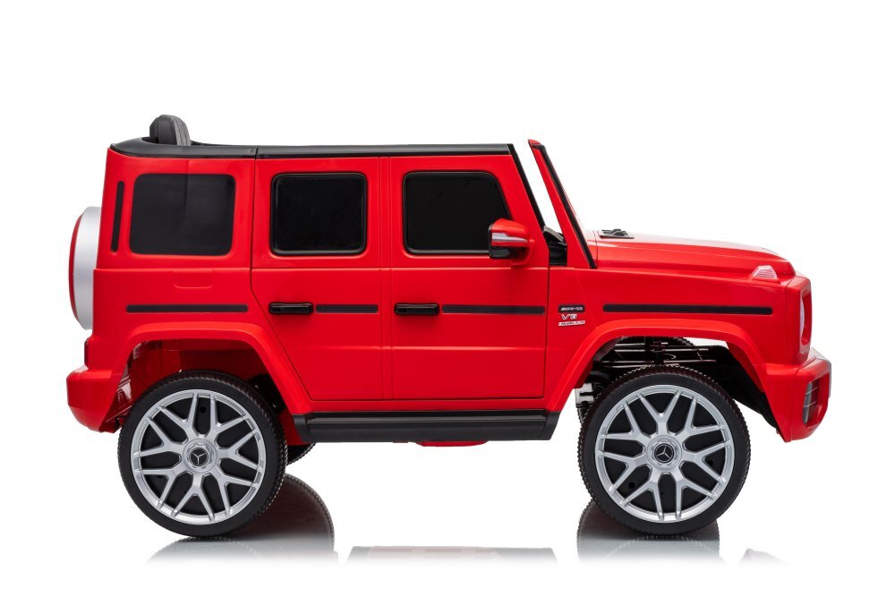 MERCEDES-BENZ Masinuta electrica pentru copii cu licenta G63 Rosu telecomanda 2.4G scaun din piele lumini LED oglinzi retrovizoare muzica usi inalte cu deschidere suspensii centura de siguranta