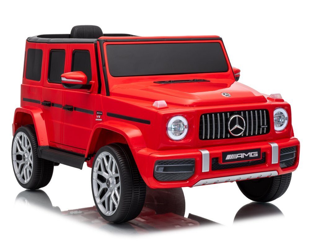 MERCEDES-BENZ Masinuta electrica pentru copii cu licenta G63 Rosu telecomanda 2.4G scaun din piele lumini LED oglinzi retrovizoare muzica usi inalte cu deschidere suspensii centura de siguranta