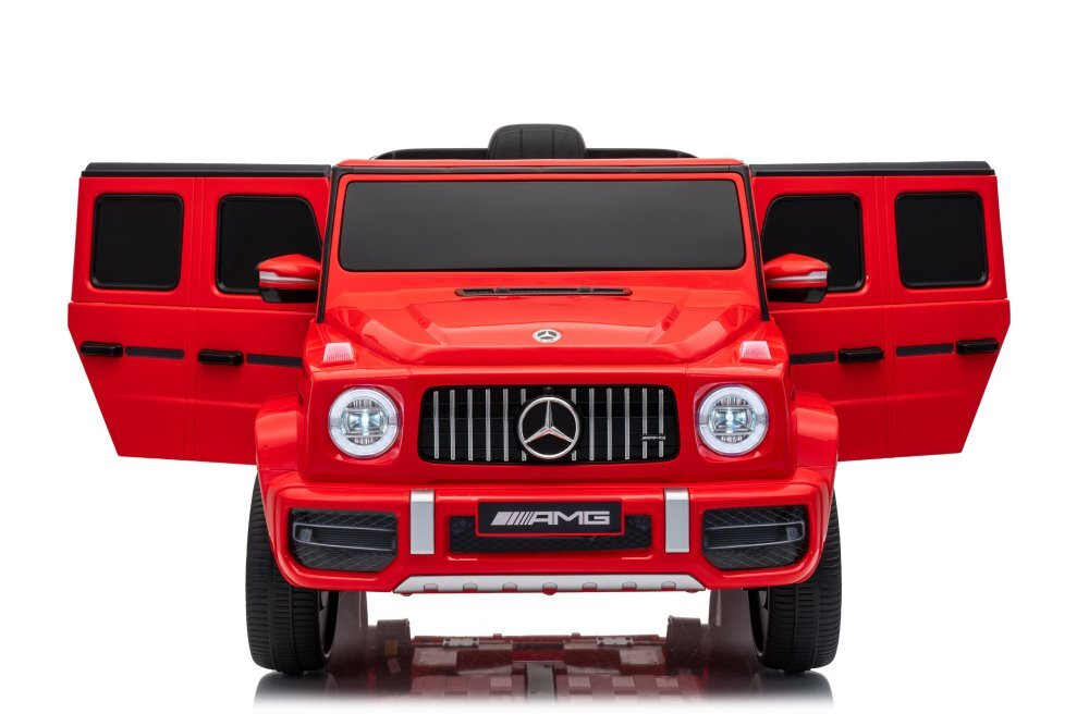 MERCEDES-BENZ Masinuta electrica pentru copii cu licenta G63 Rosu telecomanda 2.4G scaun din piele lumini LED oglinzi retrovizoare muzica usi inalte cu deschidere suspensii centura de siguranta