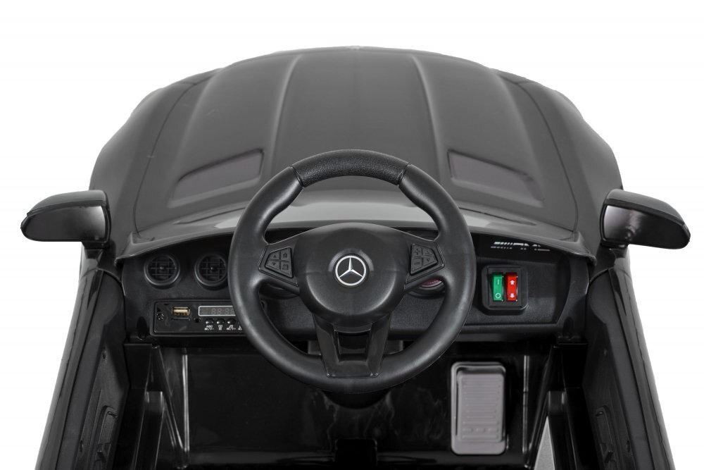 MERCEDES-BENZ Masinuta electrica pentru copii cu Licenta Mercedes AMG GTR Blacktelecomandaroti EVA3 nivele vitezaacumulator 12V4Ahusi cu deschiderelumini LEDmufa MP3