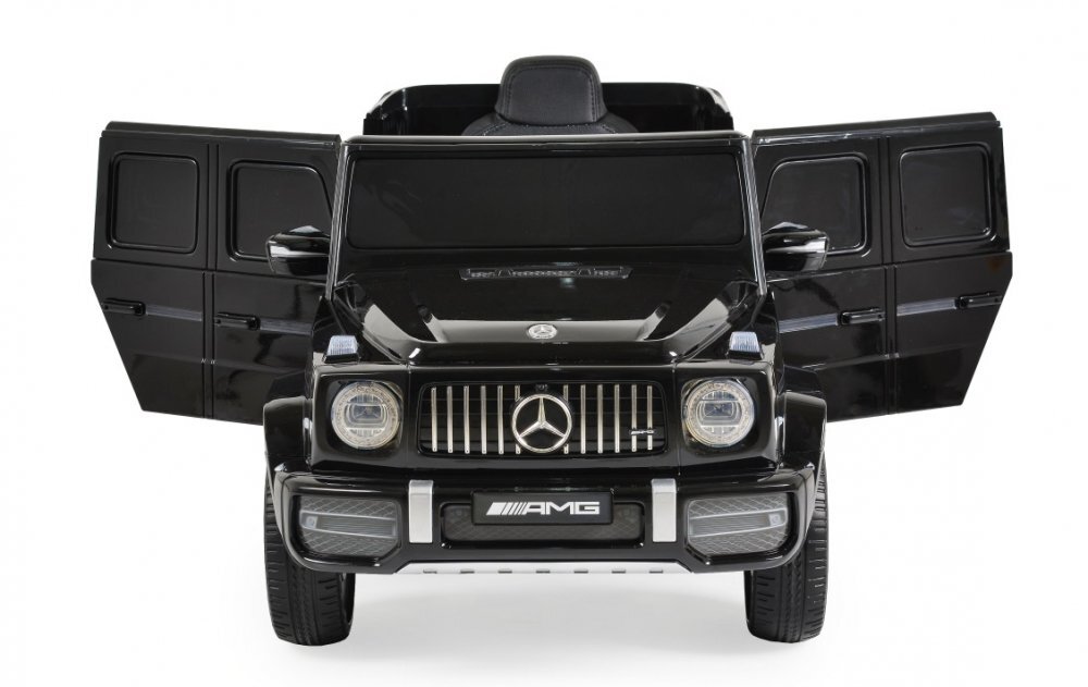 MERCEDES-BENZ Masinuta electrica pentru copii cu licenta Mercedes Benz Blackacumulator 12V4.5Ahmotoare 2x30Wscaun din piele ecologicatelecomanda 2.4G cu 3 vitezelumini LEDdeschidere usiunitate audio cu MP3bluetoothviteza 3-5kmh
