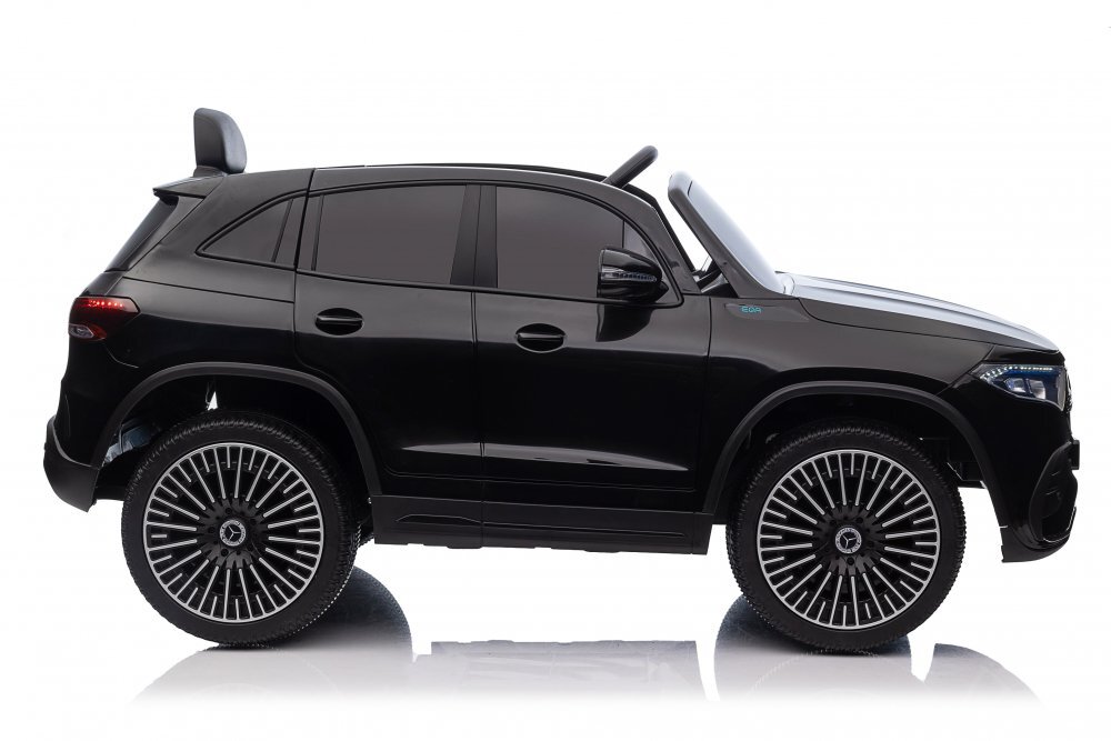 MERCEDES-BENZ Masinuta electrica pentru copii cu licenta Mercedes Benz EQA 4x4 BlackEchipare PremiumTelecomanda 24GRoti EVAScaun din piele4 motoareFaruri si stopuri cu LEDDeschidere usiSuspensiiBluetooth