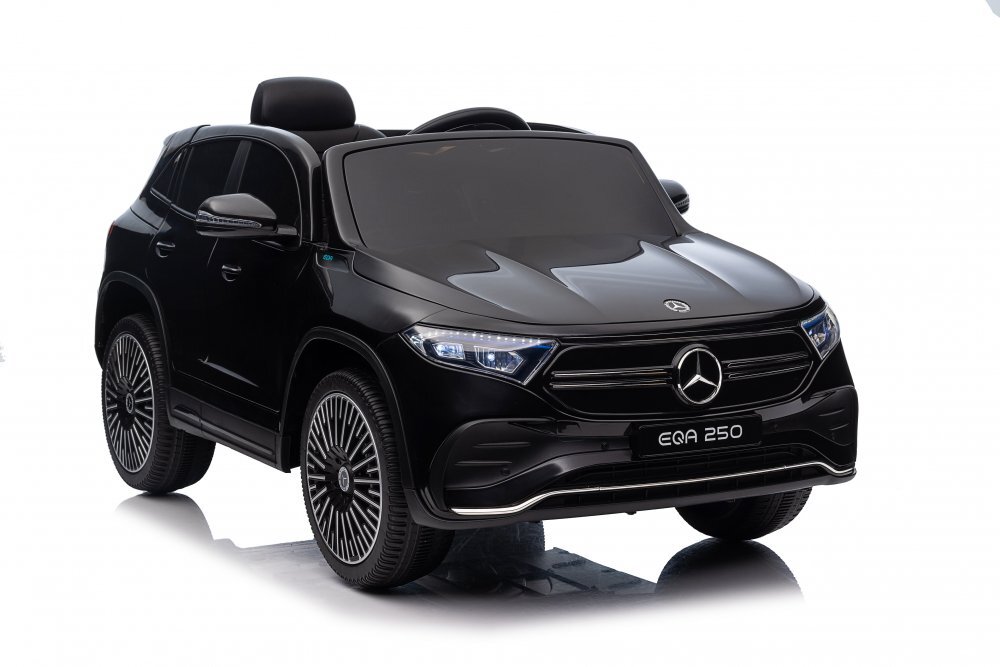 MERCEDES-BENZ Masinuta electrica pentru copii cu licenta Mercedes Benz EQA 4x4 BlackEchipare PremiumTelecomanda 24GRoti EVAScaun din piele4 motoareFaruri si stopuri cu LEDDeschidere usiSuspensiiBluetooth